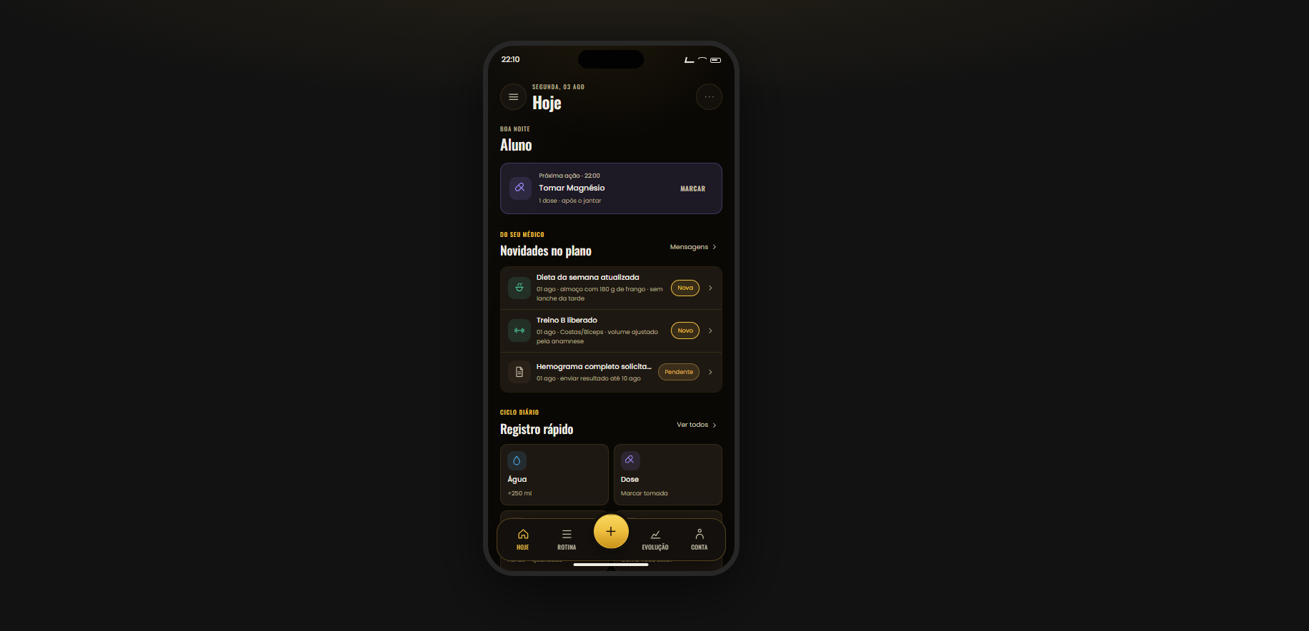 App de saúde e rotina